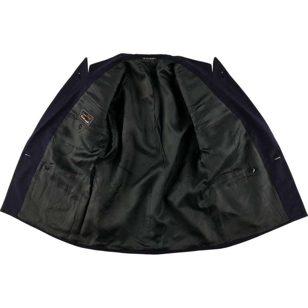 El Corte Ingles Emidio Tucci double-breasted peak lapel navy blazer, men's size L wool navy blue type Vintage Second Hand