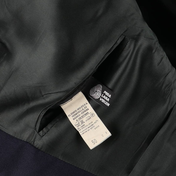 El Corte Ingles Emidio Tucci double-breasted peak lapel navy blazer, men's size L wool navy blue type Vintage Second Hand