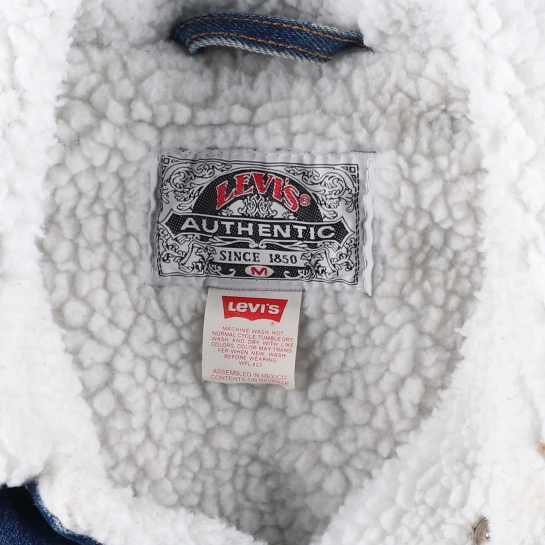90'S Levi's 70609-0216 Denim Boa Jacket, Men's Size Medium cotton blue type Vintage Second Hand