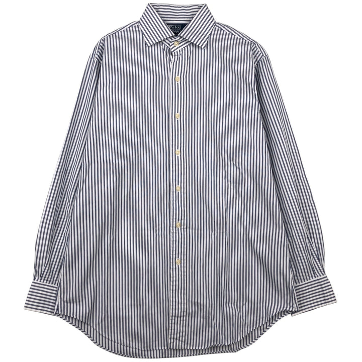 Ralph Lauren REGENT CLASSIC FIT Wide Collar Long Sleeve Cotton Stripe Shirt, Men's Size M (approx.) cotton white type Vintage Second Hand