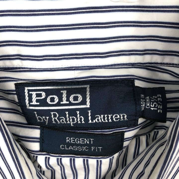 Ralph Lauren REGENT CLASSIC FIT Wide Collar Long Sleeve Cotton Stripe Shirt, Men's Size M (approx.) cotton white type Vintage Second Hand