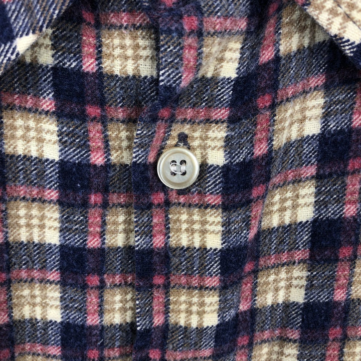 80'S Dickies Long Sleeve Printed Flannel Check Shirt Box Shirt Men's Size L Vintage cotton Beige type Vintage Second Hand