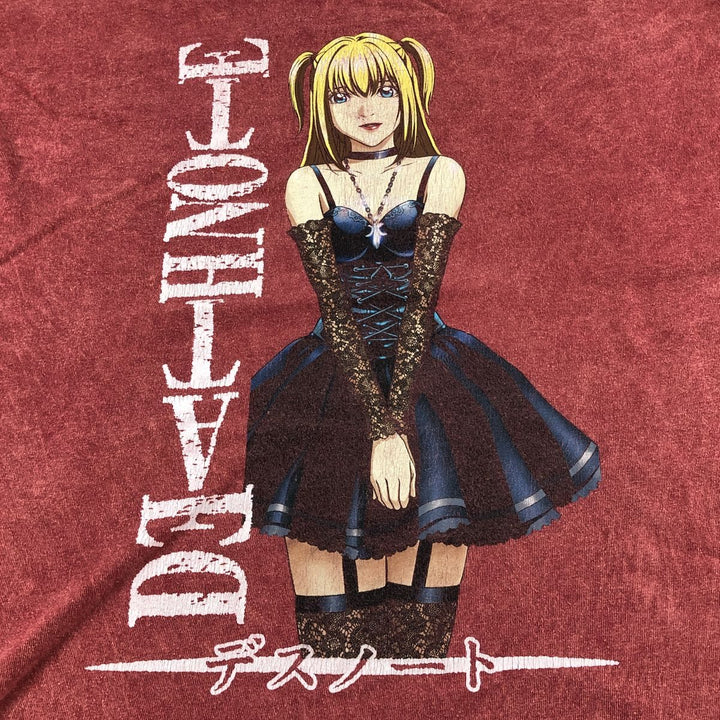 DEATH NOTE Misa Misa Anime Character Print T-Shirt Men's M size cotton red type reddish brown Vintage Second Hand