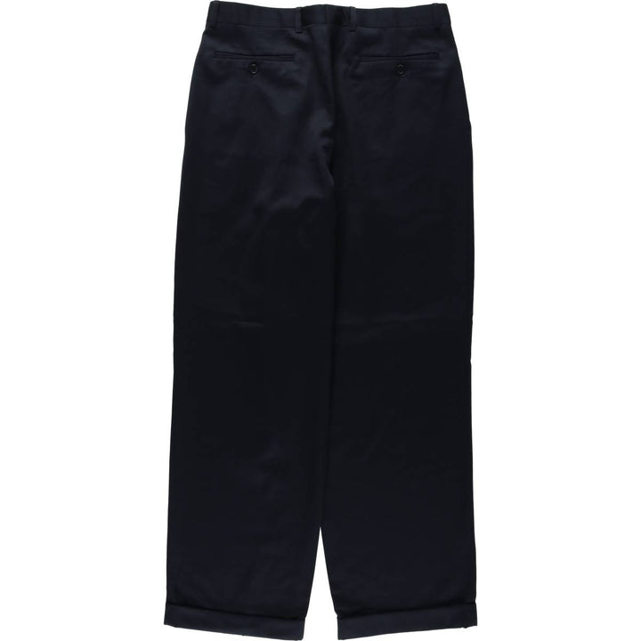 Zanella Three-Pleat Wool Trousers, Italian Made, Men's Size W34 (approx.), Vintage wool navy blue type Vintage Second Hand