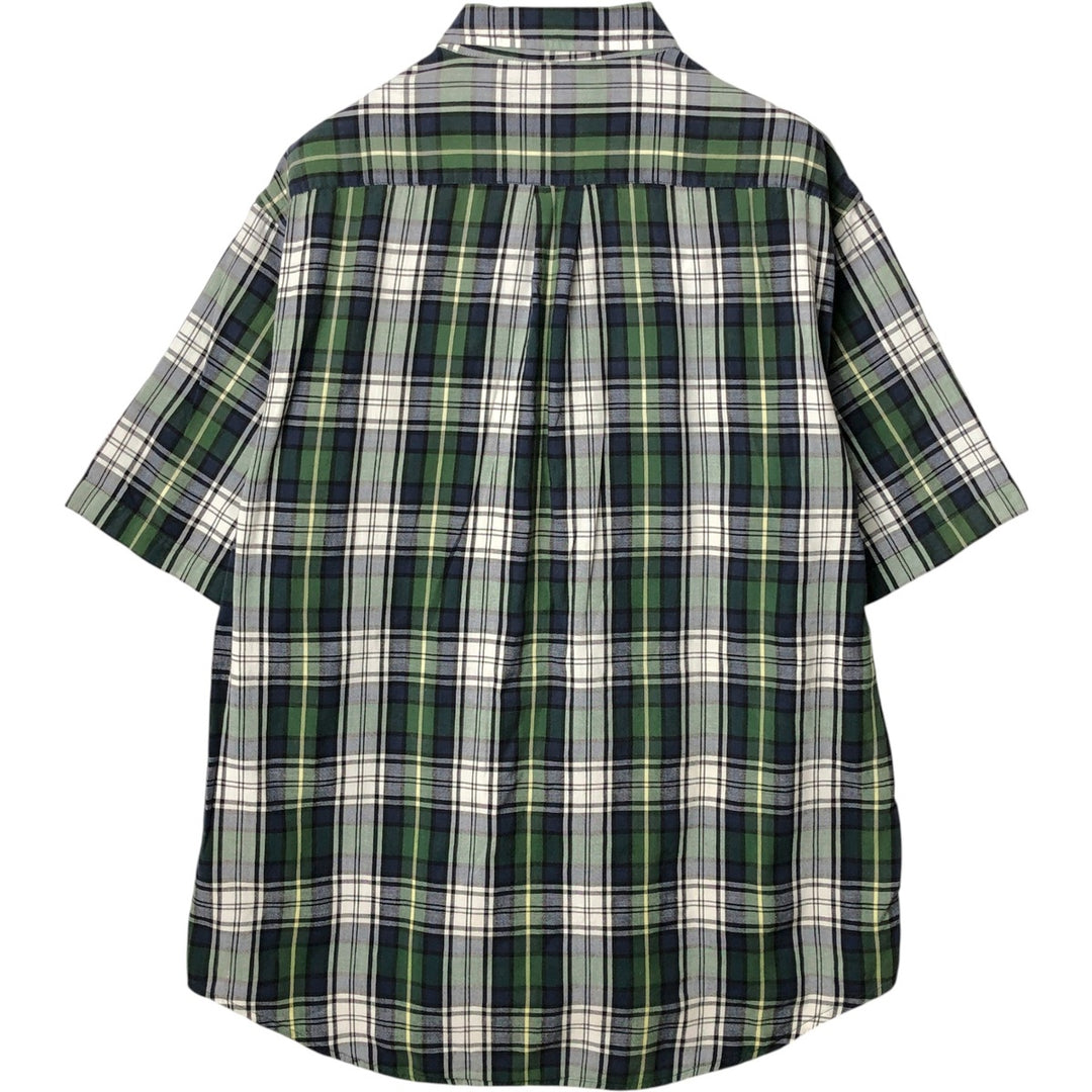 90'S GAP Old Gap Short Sleeve Button Down Check Shirt Men's L Size Vintage cotton green type Vintage Second Hand