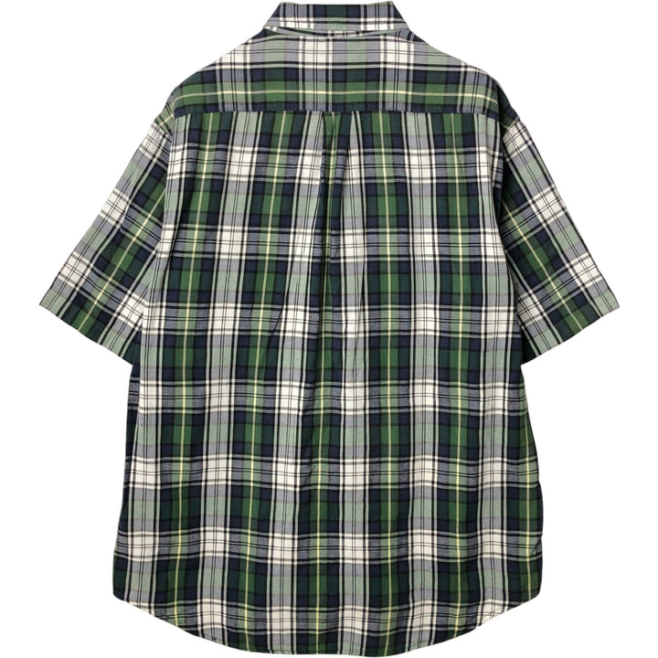 90'S GAP Old Gap Short Sleeve Button Down Check Shirt Men's L Size Vintage cotton green type Vintage Second Hand