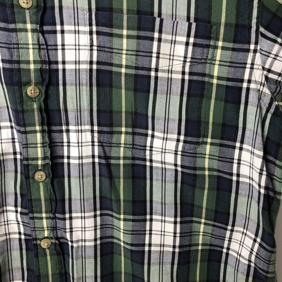90'S GAP Old Gap Short Sleeve Button Down Check Shirt Men's L Size Vintage cotton green type Vintage Second Hand