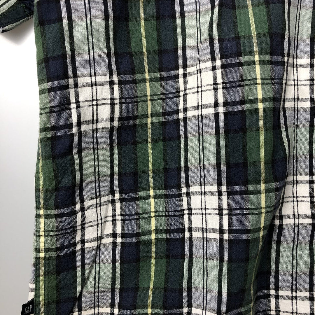 90'S GAP Old Gap Short Sleeve Button Down Check Shirt Men's L Size Vintage cotton green type Vintage Second Hand