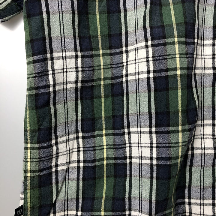 90'S GAP Old Gap Short Sleeve Button Down Check Shirt Men's L Size Vintage cotton green type Vintage Second Hand
