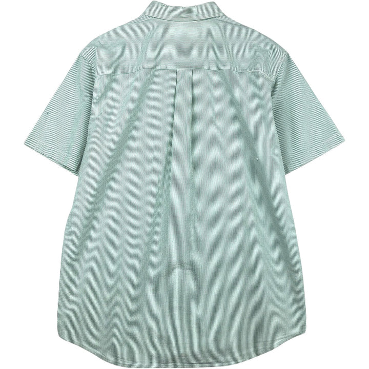 90s-00'S L.L.Bean Traditional Fit Short-Sleeve Button-Down Striped Shirt, Men's Size M (approx.), Vintage cotton green type Vintage Second Hand