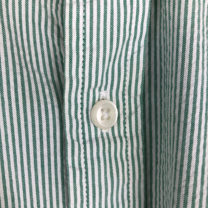 90s-00'S L.L.Bean Traditional Fit Short-Sleeve Button-Down Striped Shirt, Men's Size M (approx.), Vintage cotton green type Vintage Second Hand