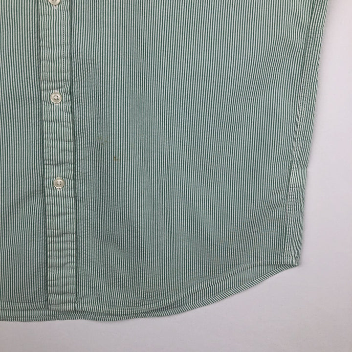 90s-00'S L.L.Bean Traditional Fit Short-Sleeve Button-Down Striped Shirt, Men's Size M (approx.), Vintage cotton green type Vintage Second Hand