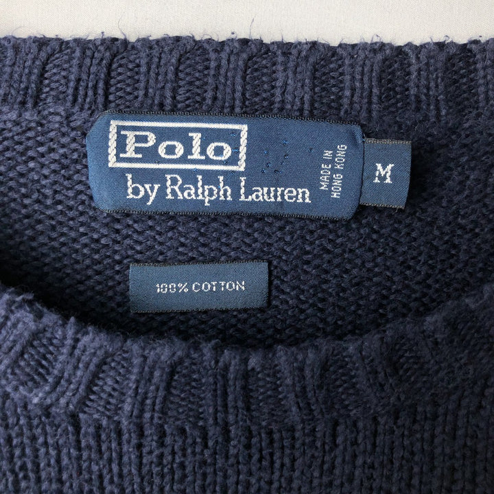 Ralph Lauren POLO by Ralph Lauren Cotton Knit Sweater Men's M Size cotton navy blue type Vintage Second Hand
