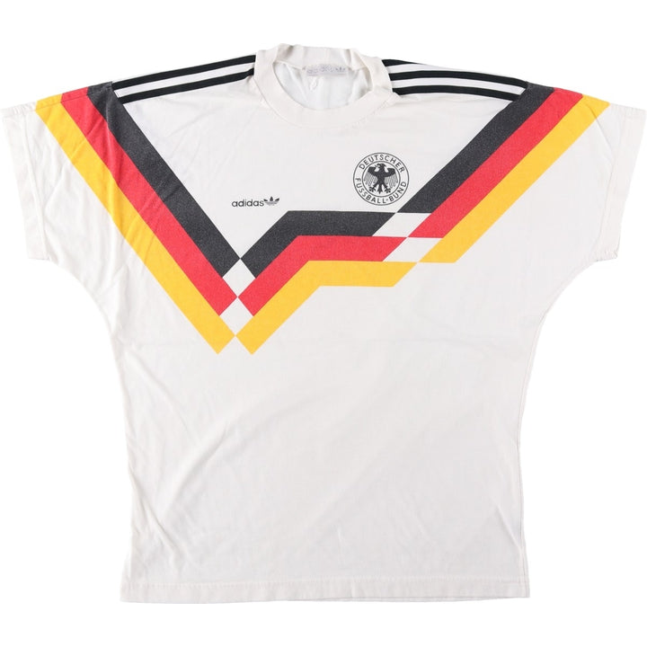 1980'S Adidas Germany National Team Sports Print T-Shirt, Men's Size L (approx.), Vintage cotton white type Vintage Second Hand