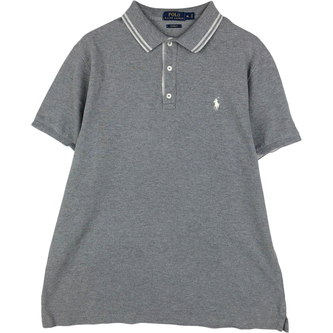 Ralph Lauren POLO RALPH LAUREN CUSTOM FIT short sleeve polo shirt men's XL equivalent cotton gray type Vintage Second Hand