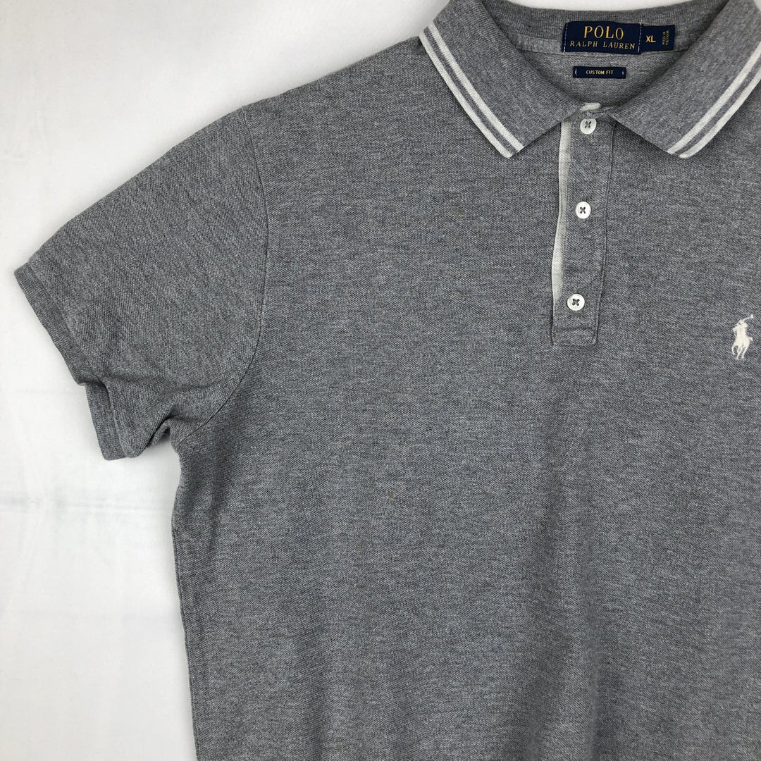 Ralph Lauren POLO RALPH LAUREN CUSTOM FIT short sleeve polo shirt men's XL equivalent cotton gray type Vintage Second Hand