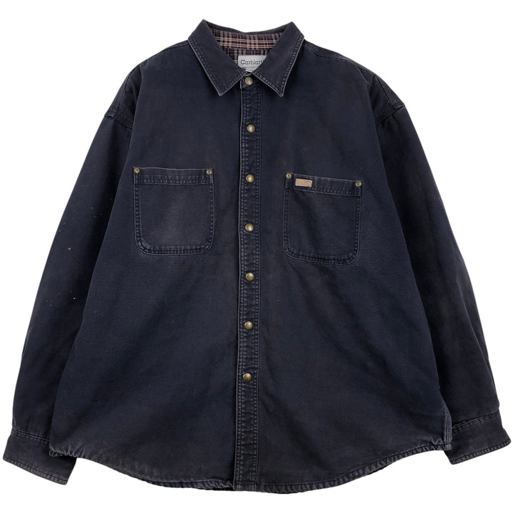 Carhartt Long Sleeve Duck Work Shirt, Men's XL cotton Purple type blue-purple Vintage Second Hand