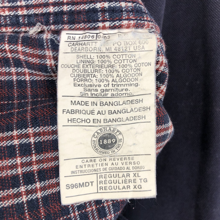 Carhartt Long Sleeve Duck Work Shirt, Men's XL cotton Purple type blue-purple Vintage Second Hand