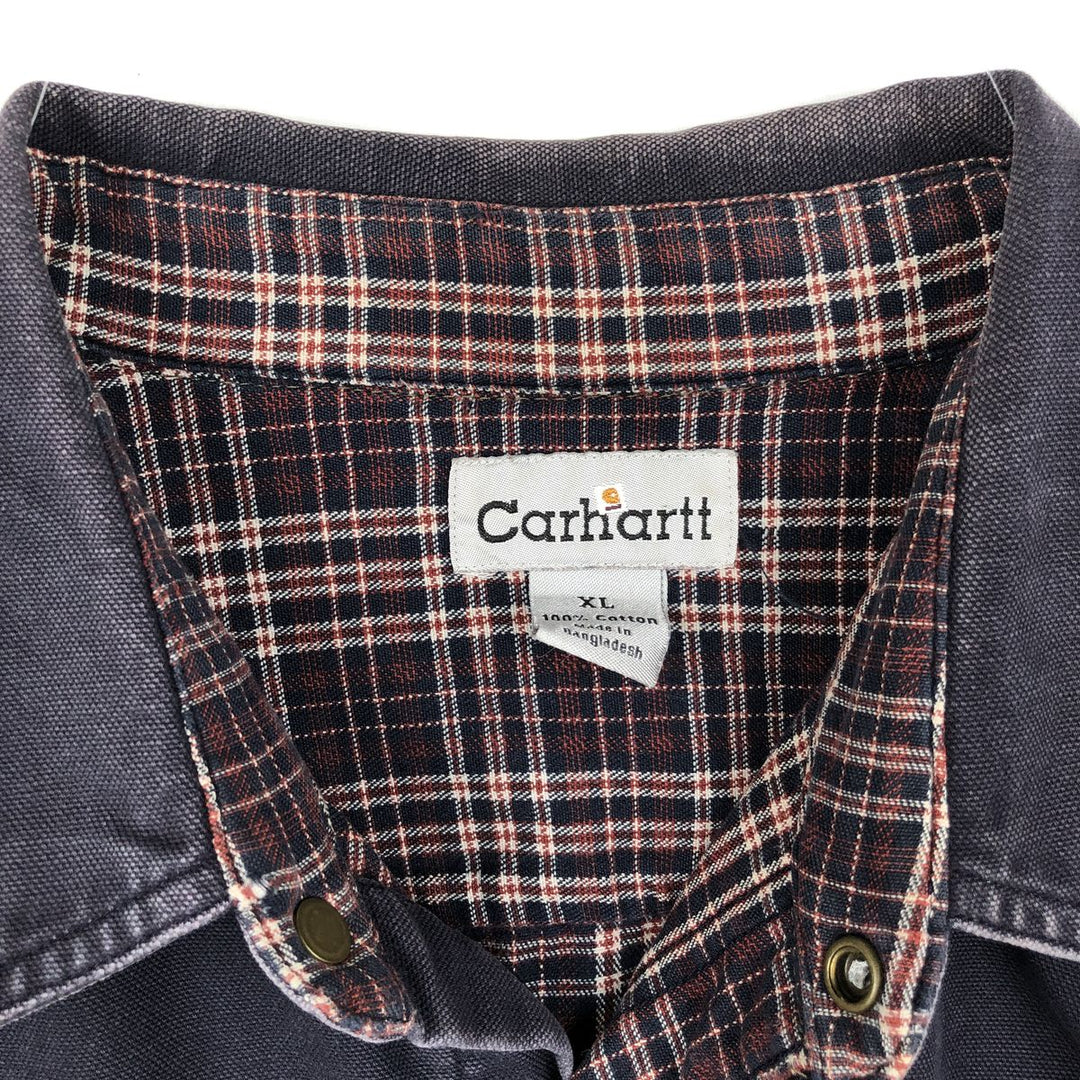 Carhartt Long Sleeve Duck Work Shirt, Men's XL cotton Purple type blue-purple Vintage Second Hand