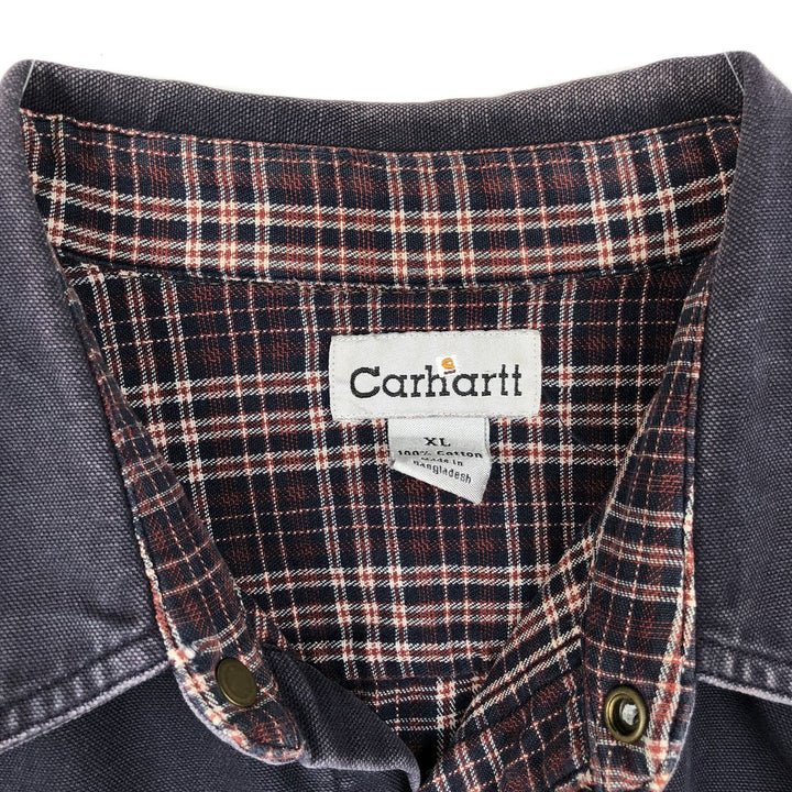 Carhartt Long Sleeve Duck Work Shirt, Men's XL cotton Purple type blue-purple Vintage Second Hand