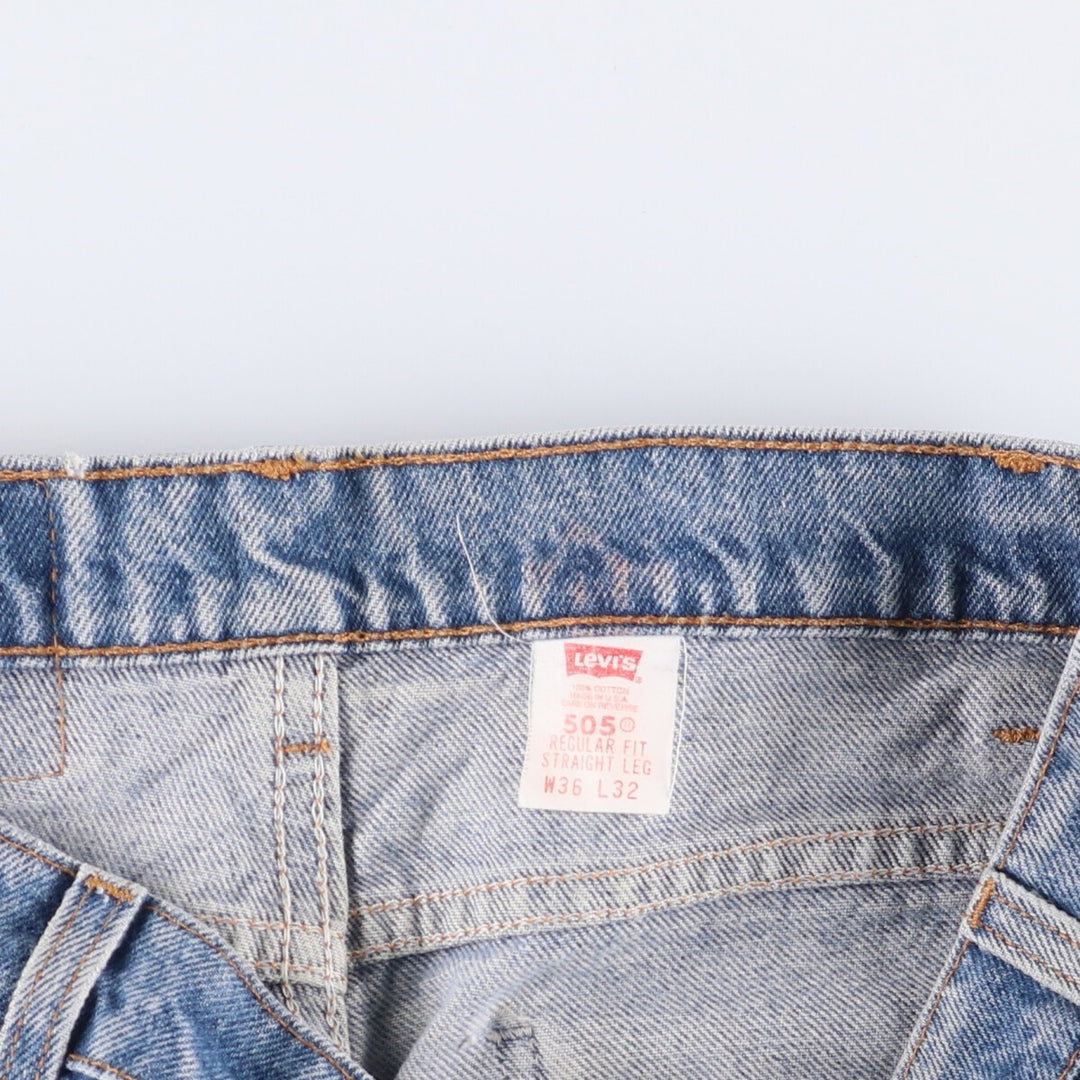 90'S Levi's 505 Regular Fit Straight Leg Tapered Denim Pants with Orange Tab, Made in USA, Men's Size 36 cotton blue type Vintage Second Hand