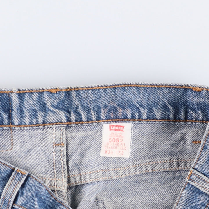 90'S Levi's 505 Regular Fit Straight Leg Tapered Denim Pants with Orange Tab, Made in USA, Men's Size 36 cotton blue type Vintage Second Hand