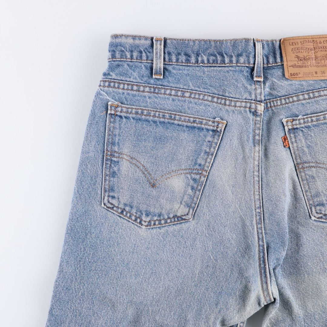 90'S Levi's 505 Regular Fit Straight Leg Tapered Denim Pants with Orange Tab, Made in USA, Men's Size 36 cotton blue type Vintage Second Hand