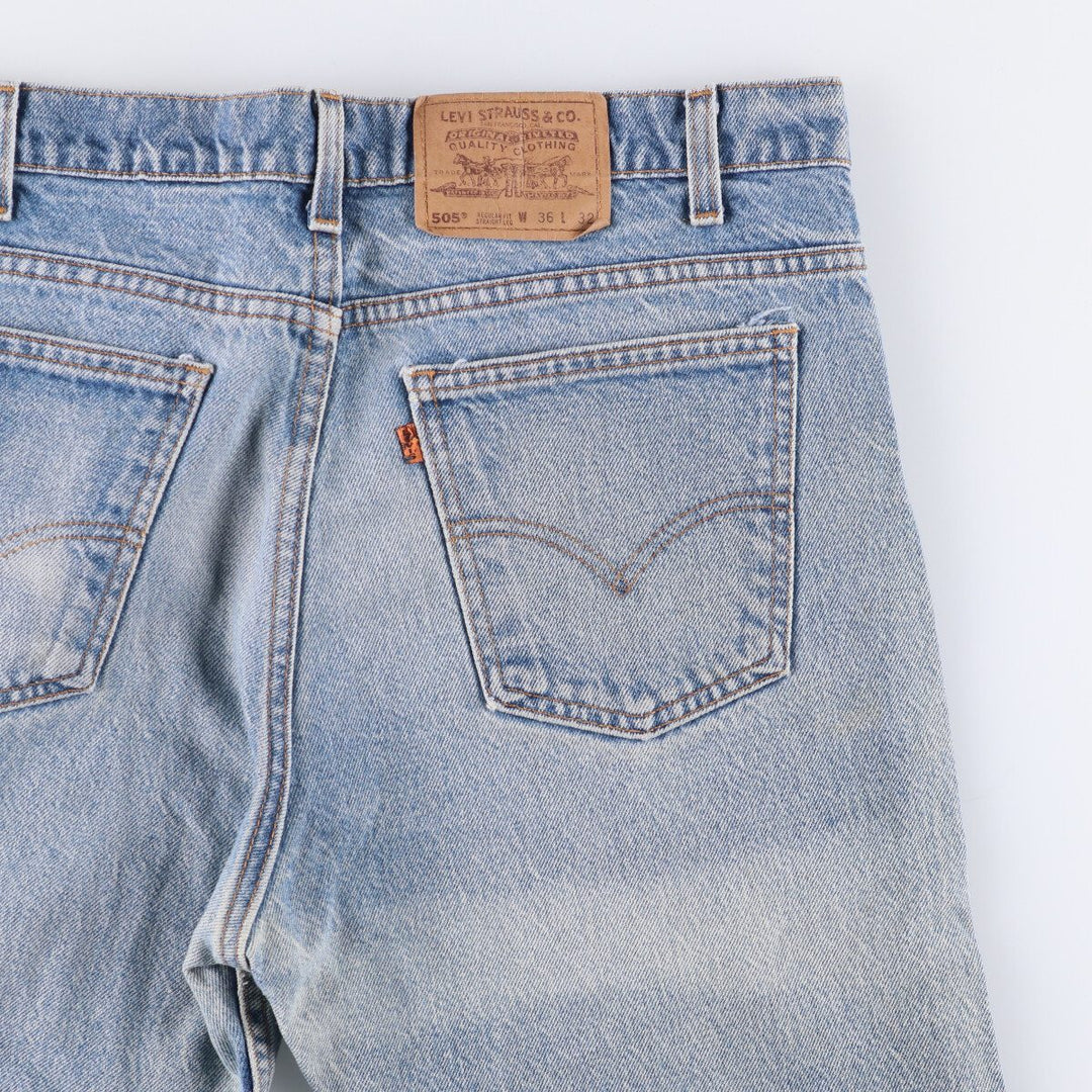 90'S Levi's 505 Regular Fit Straight Leg Tapered Denim Pants with Orange Tab, Made in USA, Men's Size 36 cotton blue type Vintage Second Hand