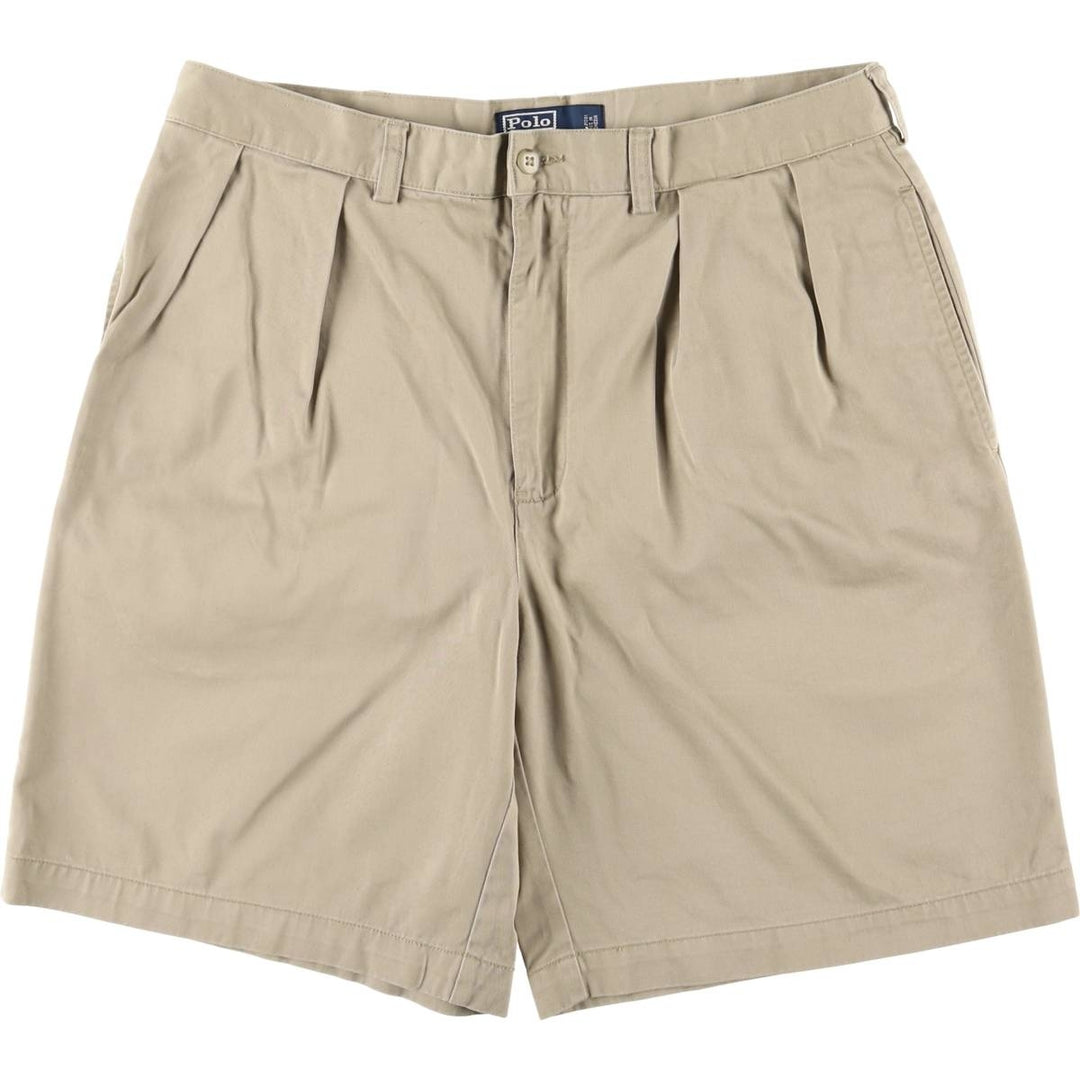 Ralph Lauren POLO by Ralph Lauren TYLER SHORT Two-pleat chino shorts, short pants, men's size W34 cotton Beige type Vintage Second Hand