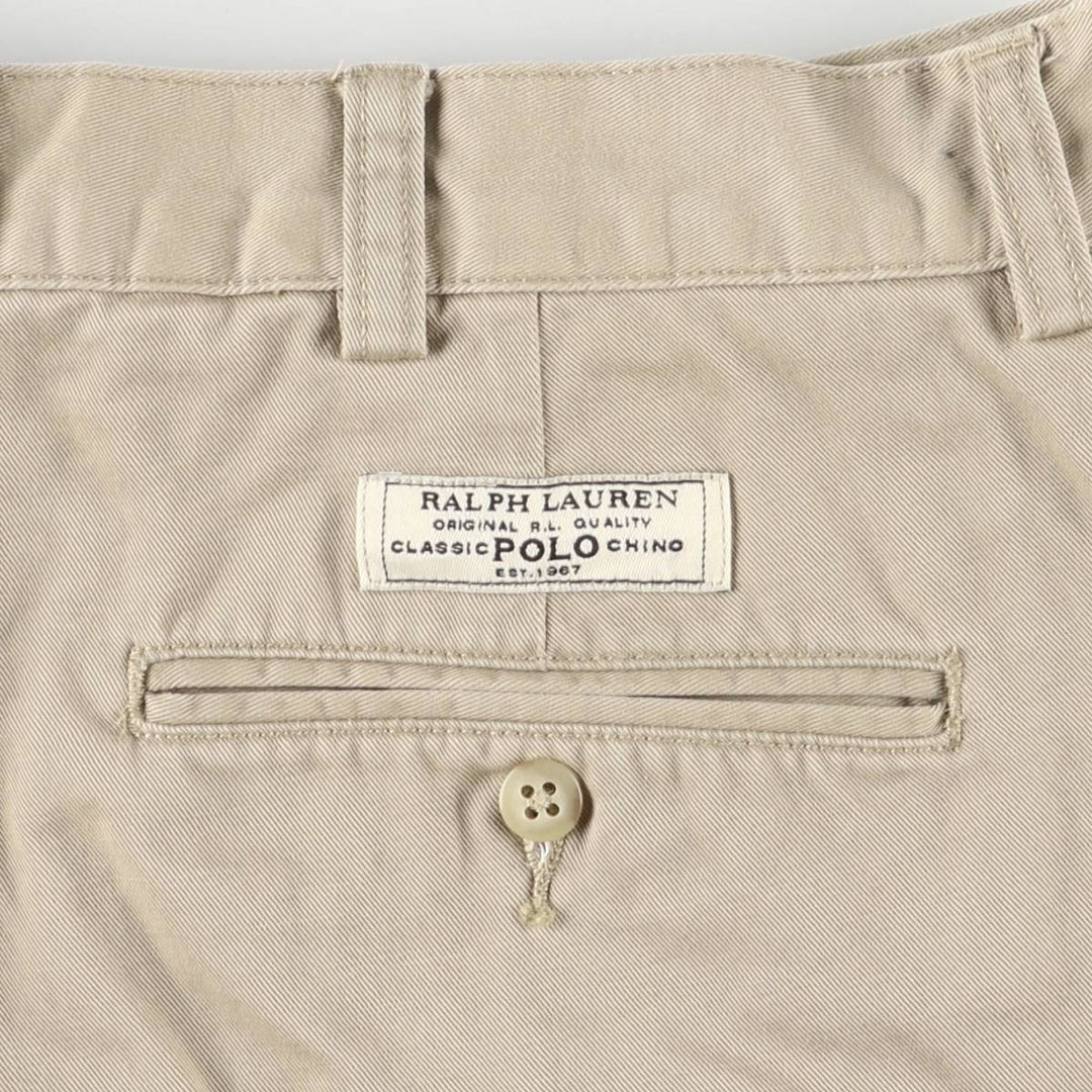Ralph Lauren POLO by Ralph Lauren TYLER SHORT Two-pleat chino shorts, short pants, men's size W34 cotton Beige type Vintage Second Hand