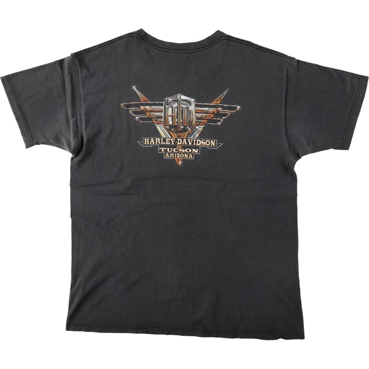 Harley-Davidson Fire Pattern Motorcycle Bike T-Shirt Made in USA Men's XL cotton gray type Vintage Second Hand