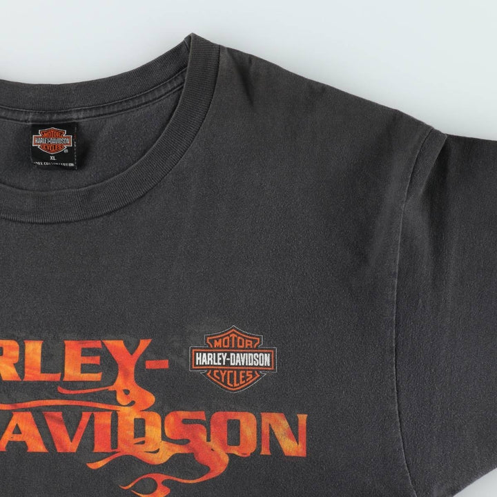 Harley-Davidson Fire Pattern Motorcycle Bike T-Shirt Made in USA Men's XL cotton gray type Vintage Second Hand