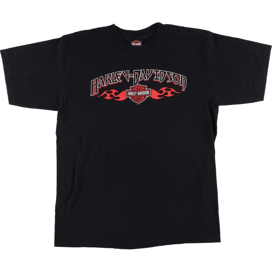 00'S Harley-Davidson Motorcycle Bike T-shirt Made in USA Men's XL cotton black type Vintage Second Hand
