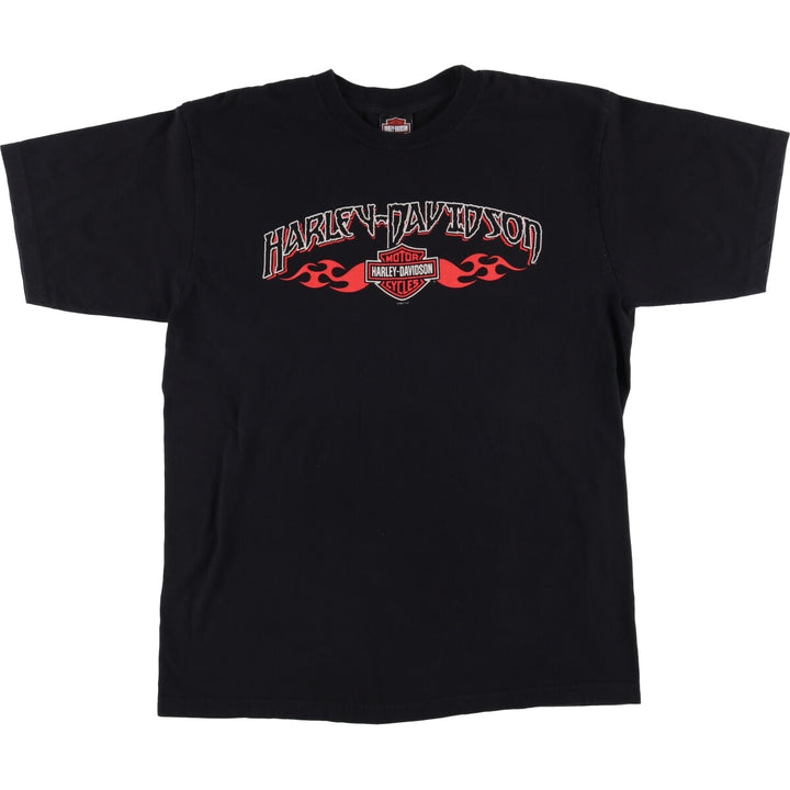 00'S Harley-Davidson Motorcycle Bike T-shirt Made in USA Men's XL cotton black type Vintage Second Hand