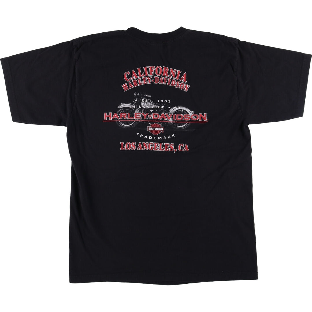 00'S Harley-Davidson Motorcycle Bike T-shirt Made in USA Men's XL cotton black type Vintage Second Hand