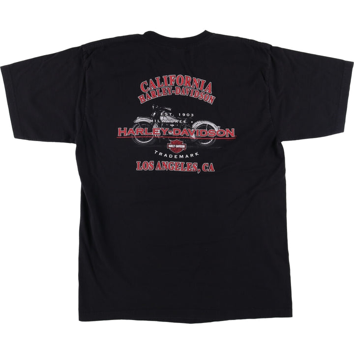 00'S Harley-Davidson Motorcycle Bike T-shirt Made in USA Men's XL cotton black type Vintage Second Hand