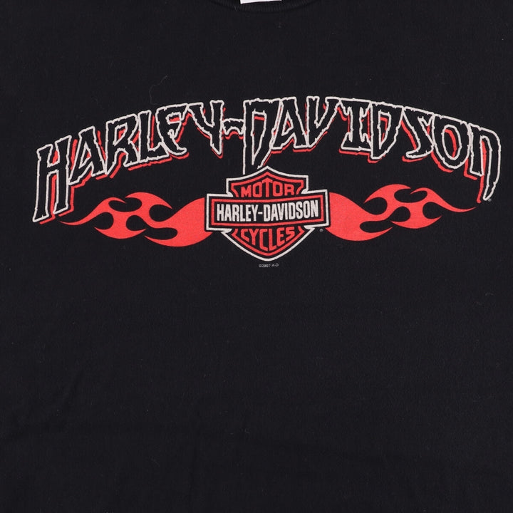 00'S Harley-Davidson Motorcycle Bike T-shirt Made in USA Men's XL cotton black type Vintage Second Hand
