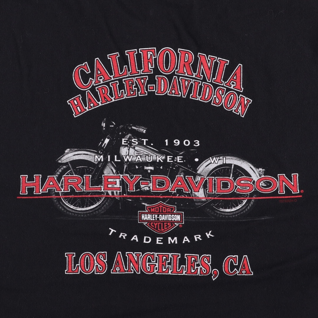 00'S Harley-Davidson Motorcycle Bike T-shirt Made in USA Men's XL cotton black type Vintage Second Hand