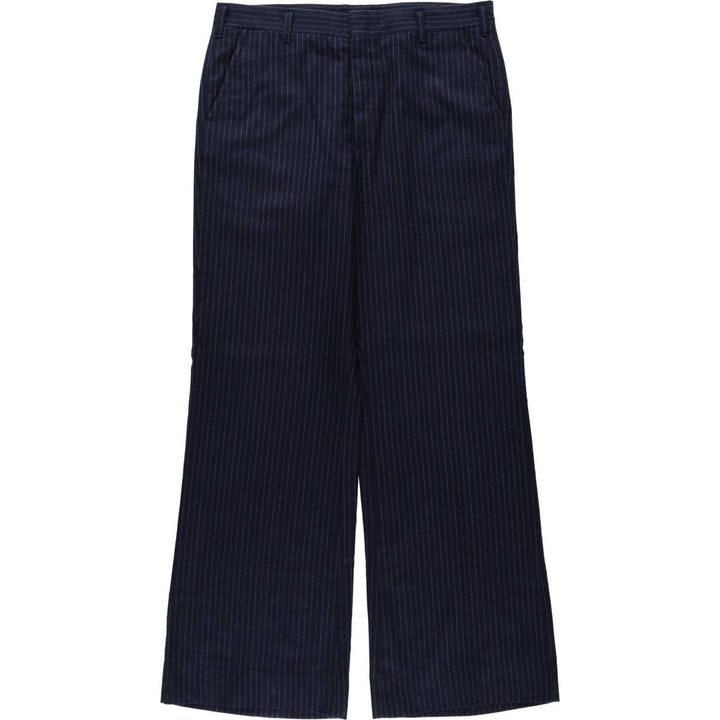 Striped Pattern Slacks, Wide Leg Pants, Men's Size W34 (approx.), Single Pleat unclear navy blue type Vintage Second Hand