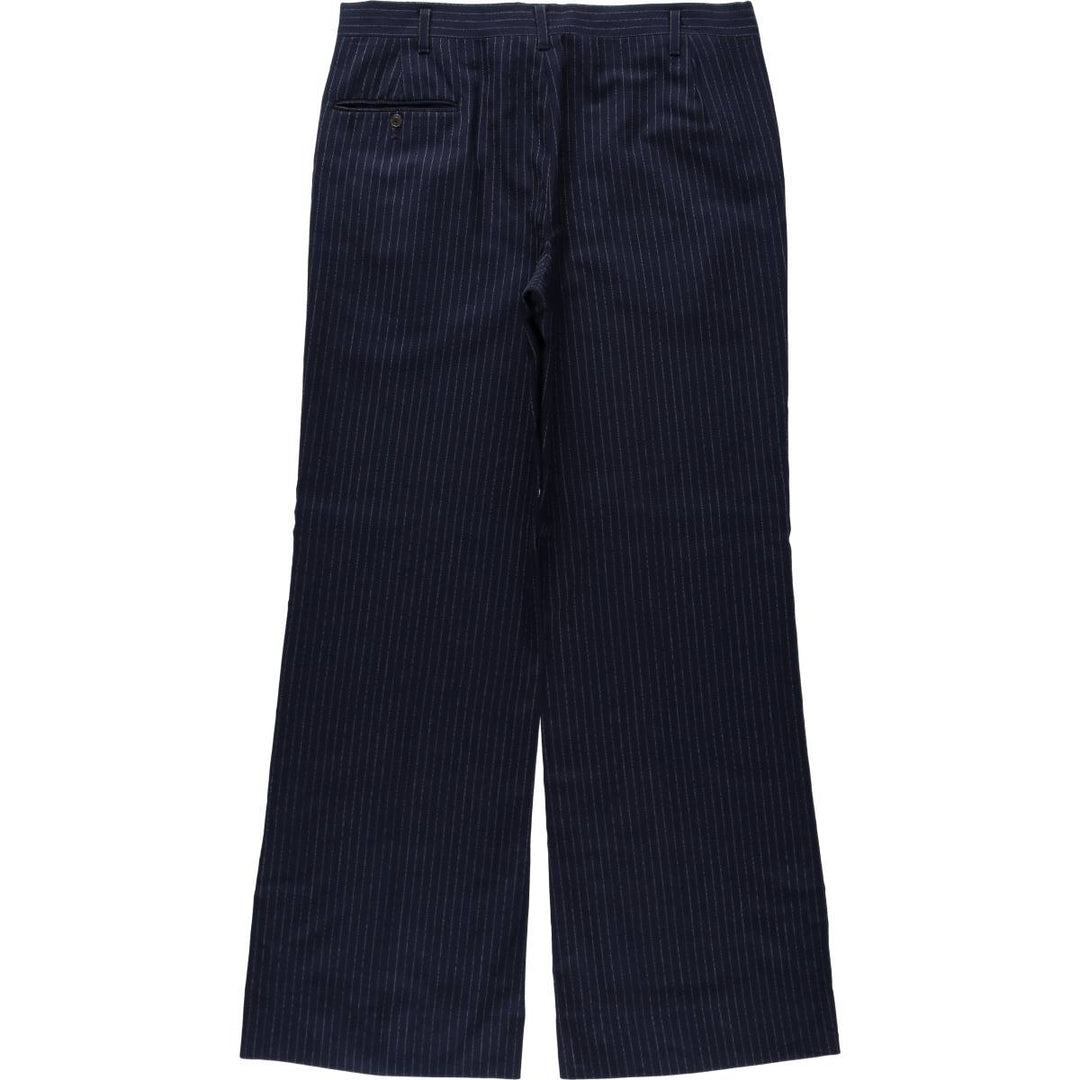 Striped Pattern Slacks, Wide Leg Pants, Men's Size W34 (approx.), Single Pleat unclear navy blue type Vintage Second Hand
