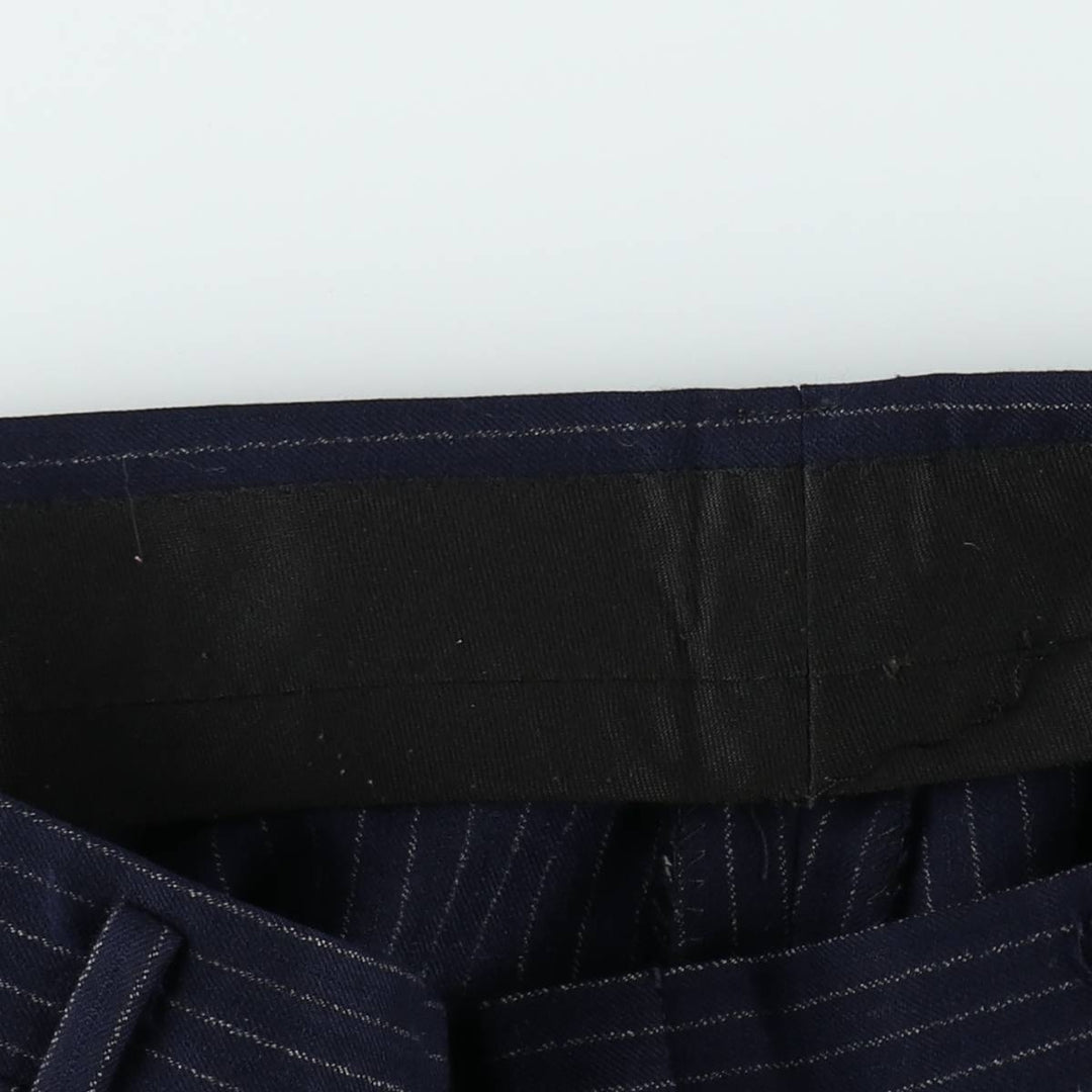 Striped Pattern Slacks, Wide Leg Pants, Men's Size W34 (approx.), Single Pleat unclear navy blue type Vintage Second Hand