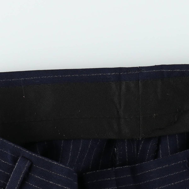 Striped Pattern Slacks, Wide Leg Pants, Men's Size W34 (approx.), Single Pleat unclear navy blue type Vintage Second Hand