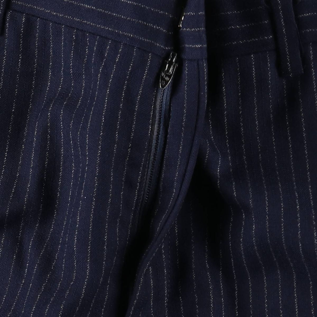 Striped Pattern Slacks, Wide Leg Pants, Men's Size W34 (approx.), Single Pleat unclear navy blue type Vintage Second Hand