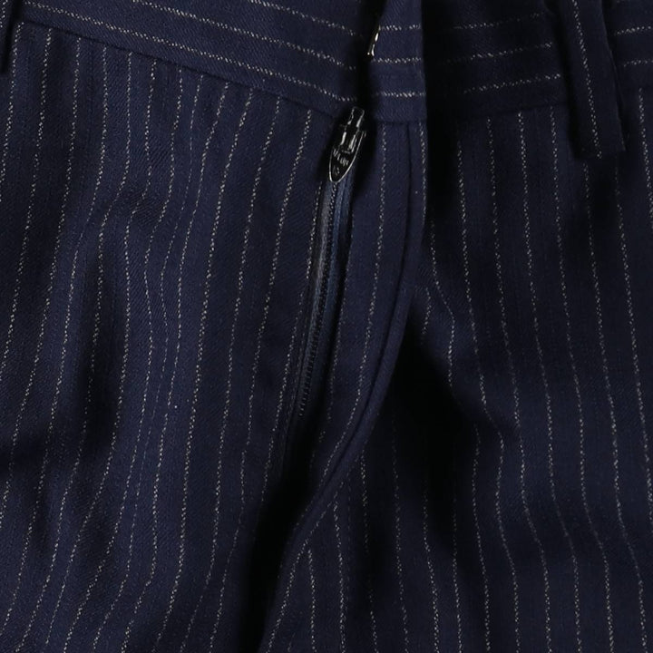 Striped Pattern Slacks, Wide Leg Pants, Men's Size W34 (approx.), Single Pleat unclear navy blue type Vintage Second Hand
