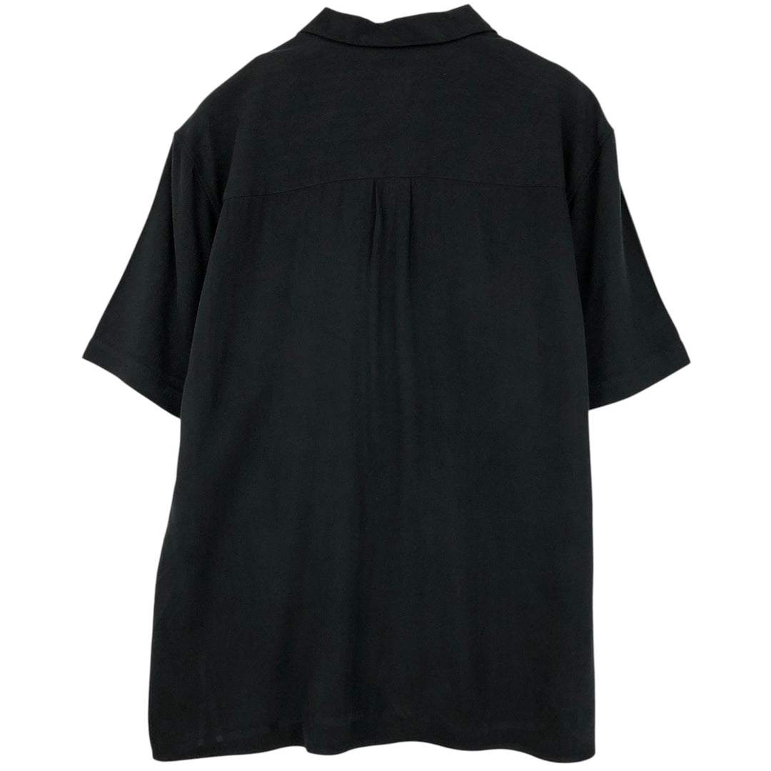 JOS. A. BANK Short-Sleeve Open Collar Silk Shirt, Boxy Shirt, Men's Size M (Equivalent) silk black type Vintage Second Hand