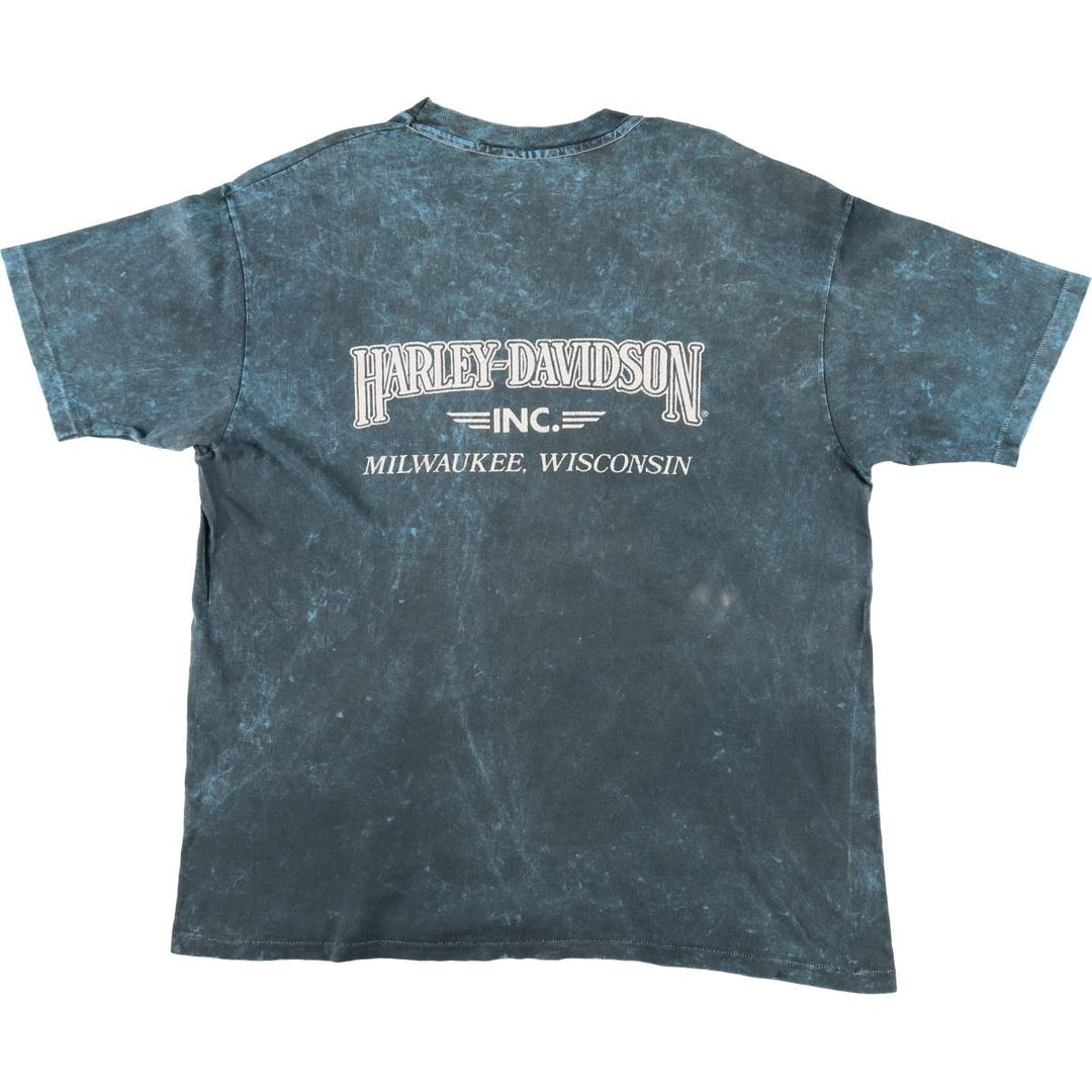 Hanes Harley-Davidson Motorcycle T-Shirt, Made in USA, Men's XXL cotton blue type Vintage Second Hand