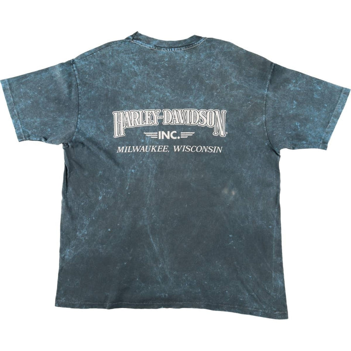 Hanes Harley-Davidson Motorcycle T-Shirt, Made in USA, Men's XXL cotton blue type Vintage Second Hand