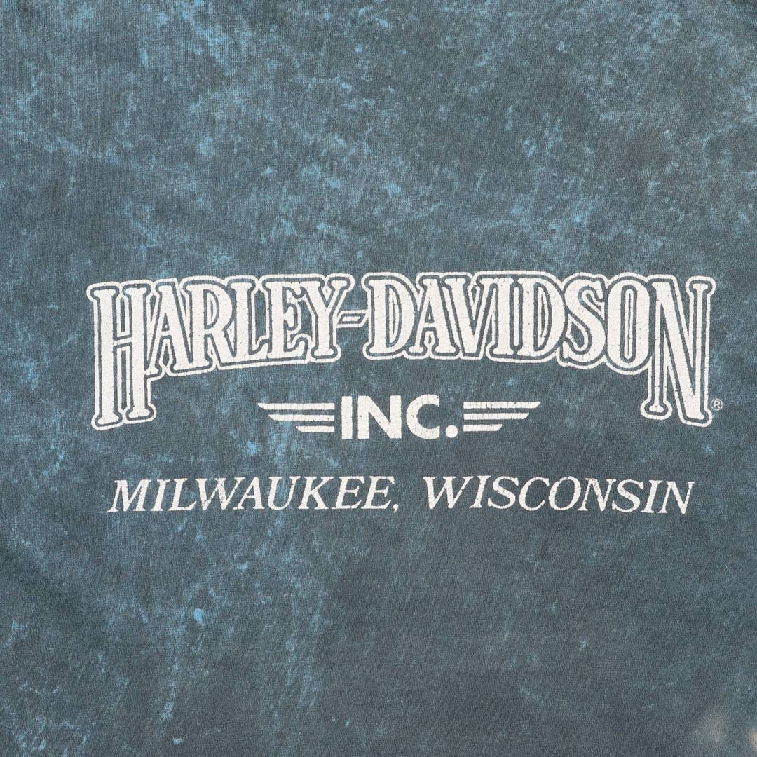 Hanes Harley-Davidson Motorcycle T-Shirt, Made in USA, Men's XXL cotton blue type Vintage Second Hand