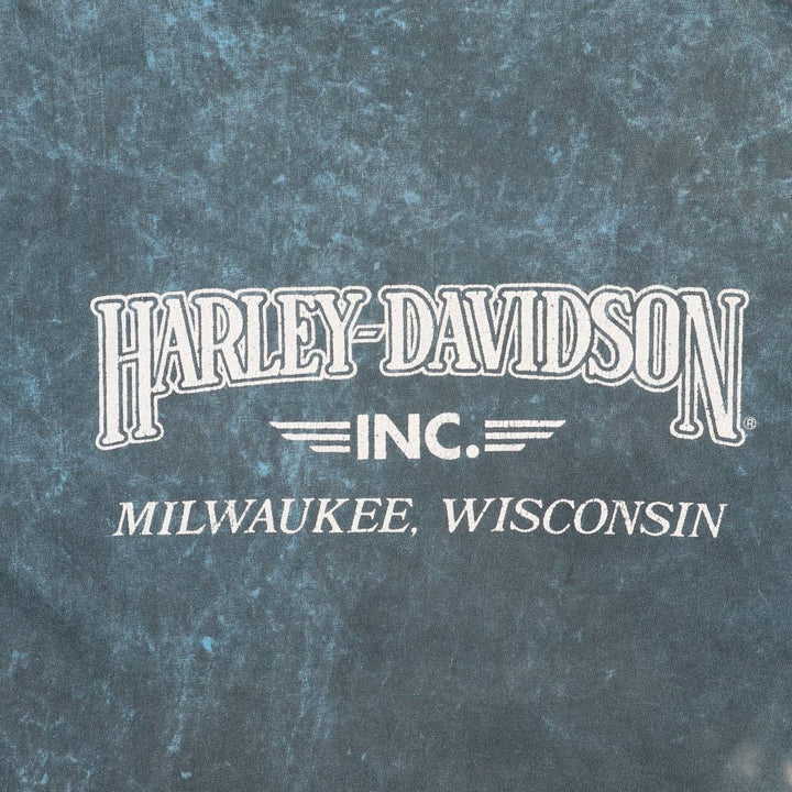 Hanes Harley-Davidson Motorcycle T-Shirt, Made in USA, Men's XXL cotton blue type Vintage Second Hand