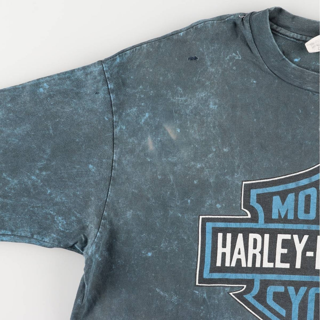 Hanes Harley-Davidson Motorcycle T-Shirt, Made in USA, Men's XXL cotton blue type Vintage Second Hand